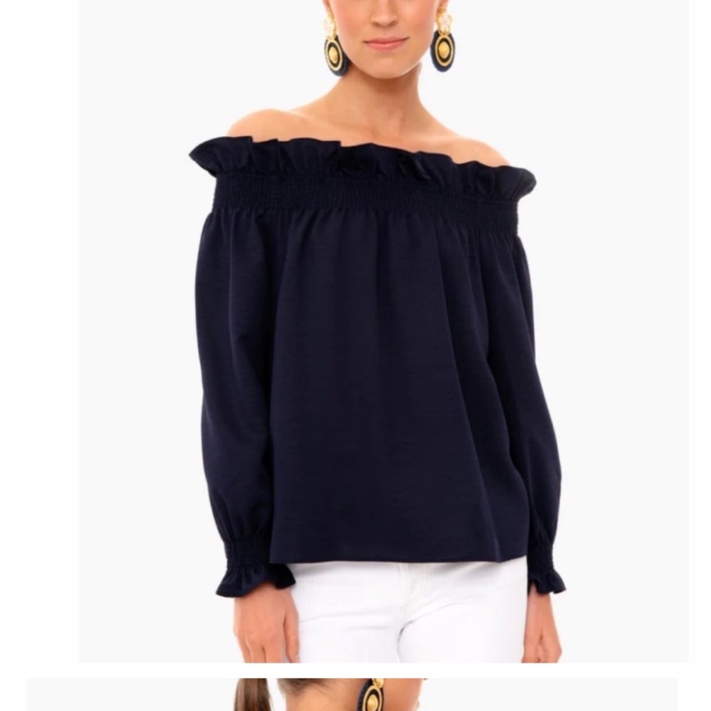 Tuckernuck Off-Shoulder Marguerite Navy Top Small